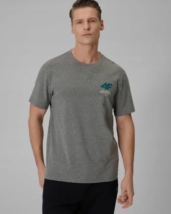 Tricou barbati,  gri, din bumbac, regular, confortabil