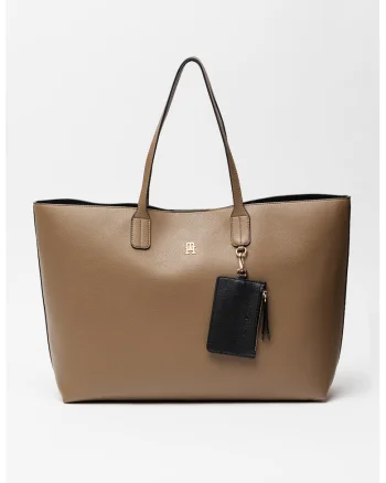 Geanta shopper cu breloc detasabila si etui Icon, Caramel