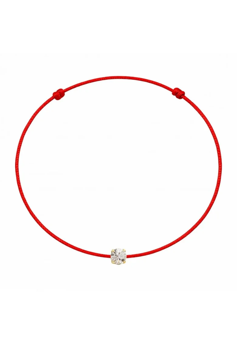 Bratara martisor decorata cu cristal Preciosa, Alb/Auriu