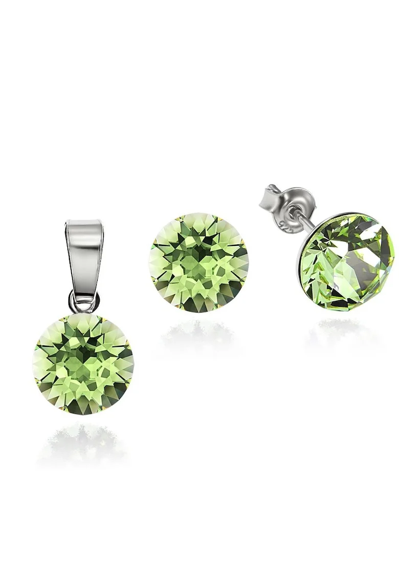 Set Argint 925 placat cu rodiu cu cristale Swarovski® 8mm, Verde