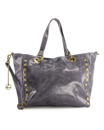 Geanta shopper din piele naturala cu capse decorative aplicate