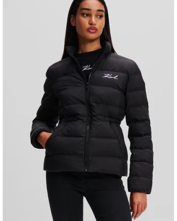Jacheta scurta cu detalii logo brodate, Negru