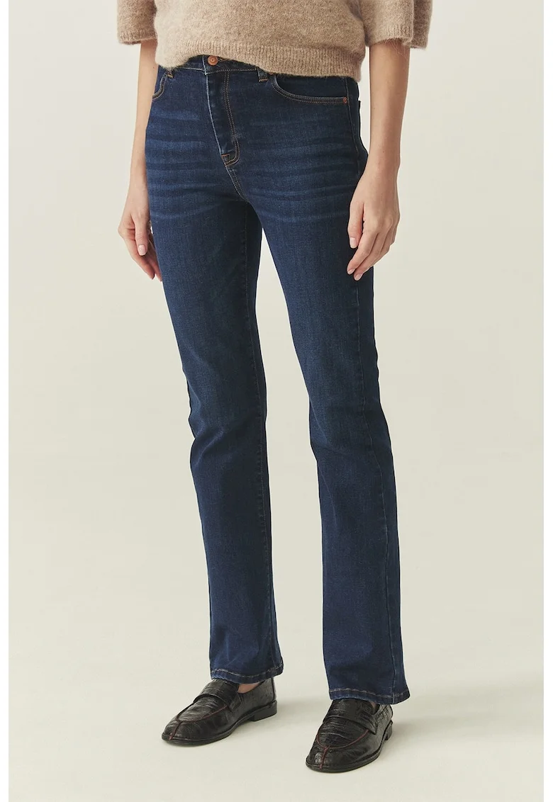 Blugi slim fit cu buzunare, Albastru inchis melange