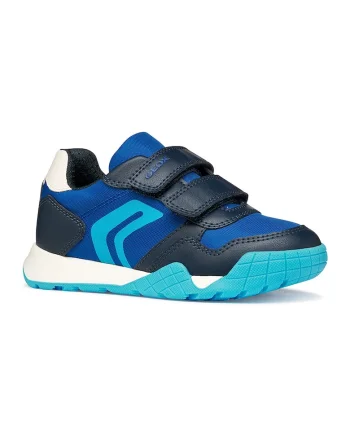 Pantofi sport din piele ecologica cu velcro, Albastru ultramarin/Albastru royal/Turcoaz inchis