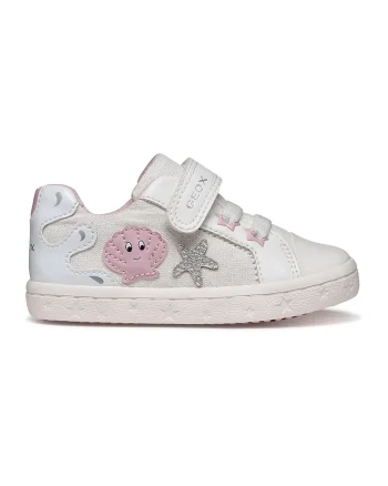 Pantofi sport cu insertii din material textil si velcro, Albastru pal/Alb murdar
