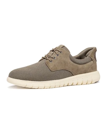 Pantofi sport Flextride low-cut din piele intoarsa si material textil, Gri maroniu