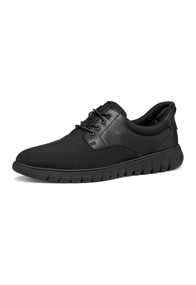 Pantofi sport Flextride low-cut din piele si material textil, Negru stins