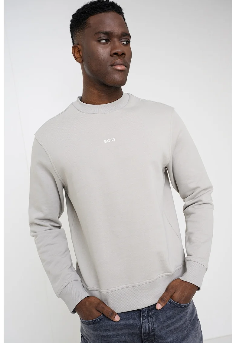 Bluza de trening cu croiala lejera WeSmallCrew, Maro taupe deschis