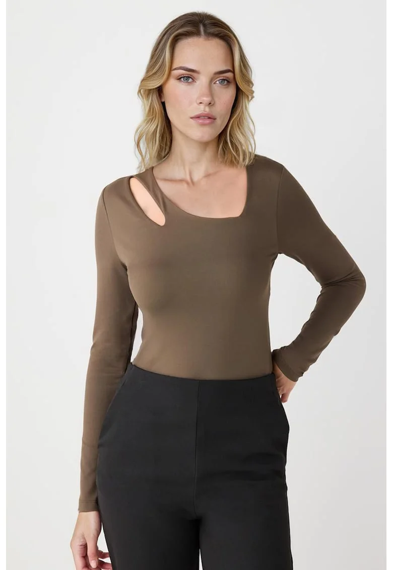Bluza cu decupaj, Maro inchis
