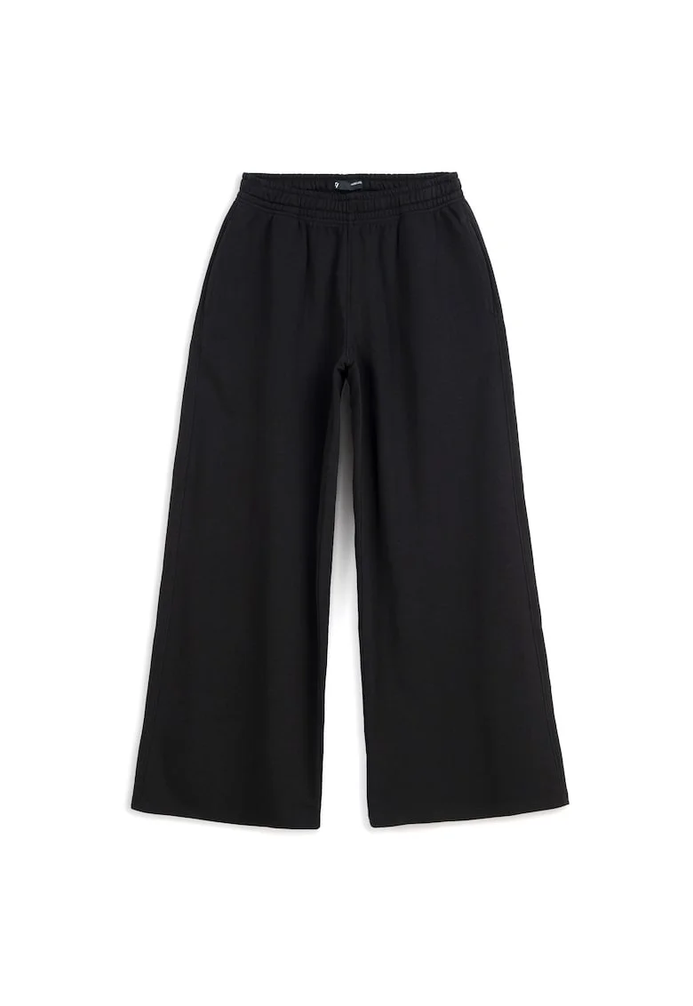 Pantaloni de trening cu talie medie din bumbac uni
