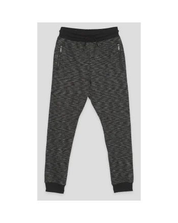 Pantaloni de trening cu buzunare cu fermoar si aspect melanj, Gri