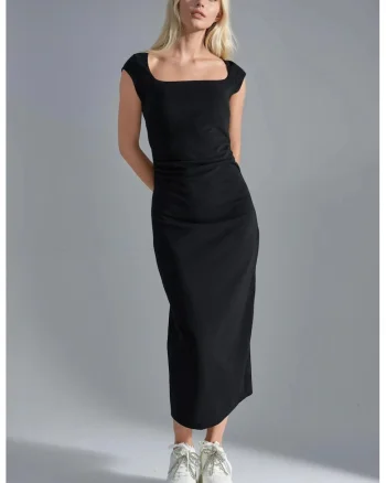 Rochie midi,  negru, jerseu, Negru