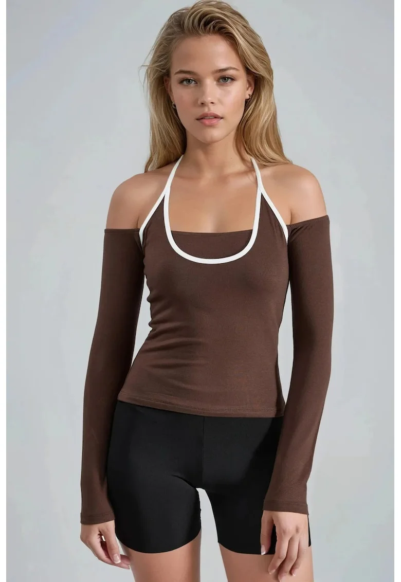 Bluza dama,  Maro cafeniu, Jerseu