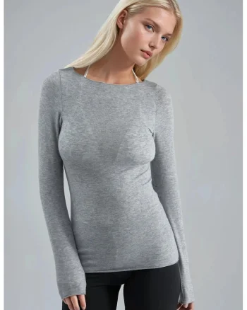 Bluza dama,  Gri deschis, Jerseu