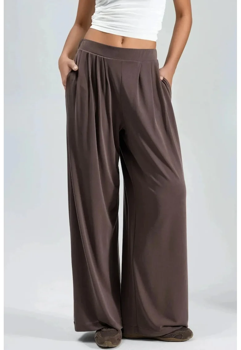 Pantaloni dama,  modal/poliester, maro