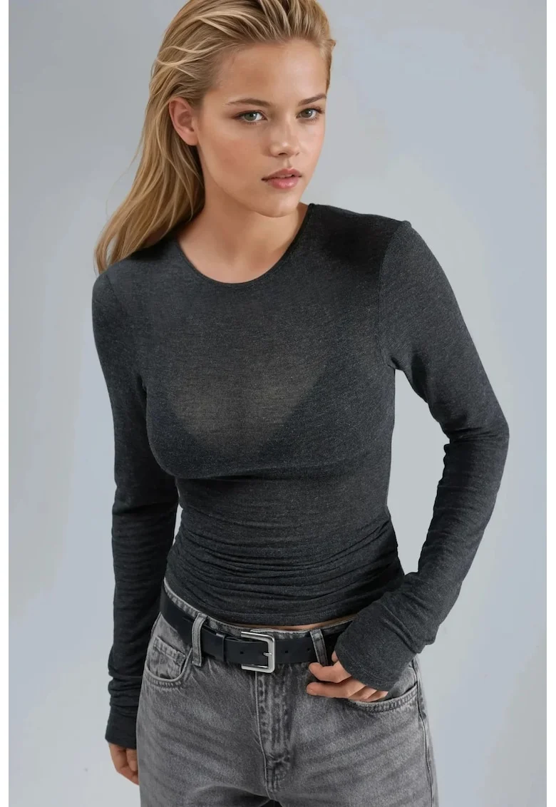 Bluza dama,  Gri inchis, Jerseu