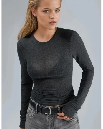 Bluza dama,  Gri inchis, Jerseu