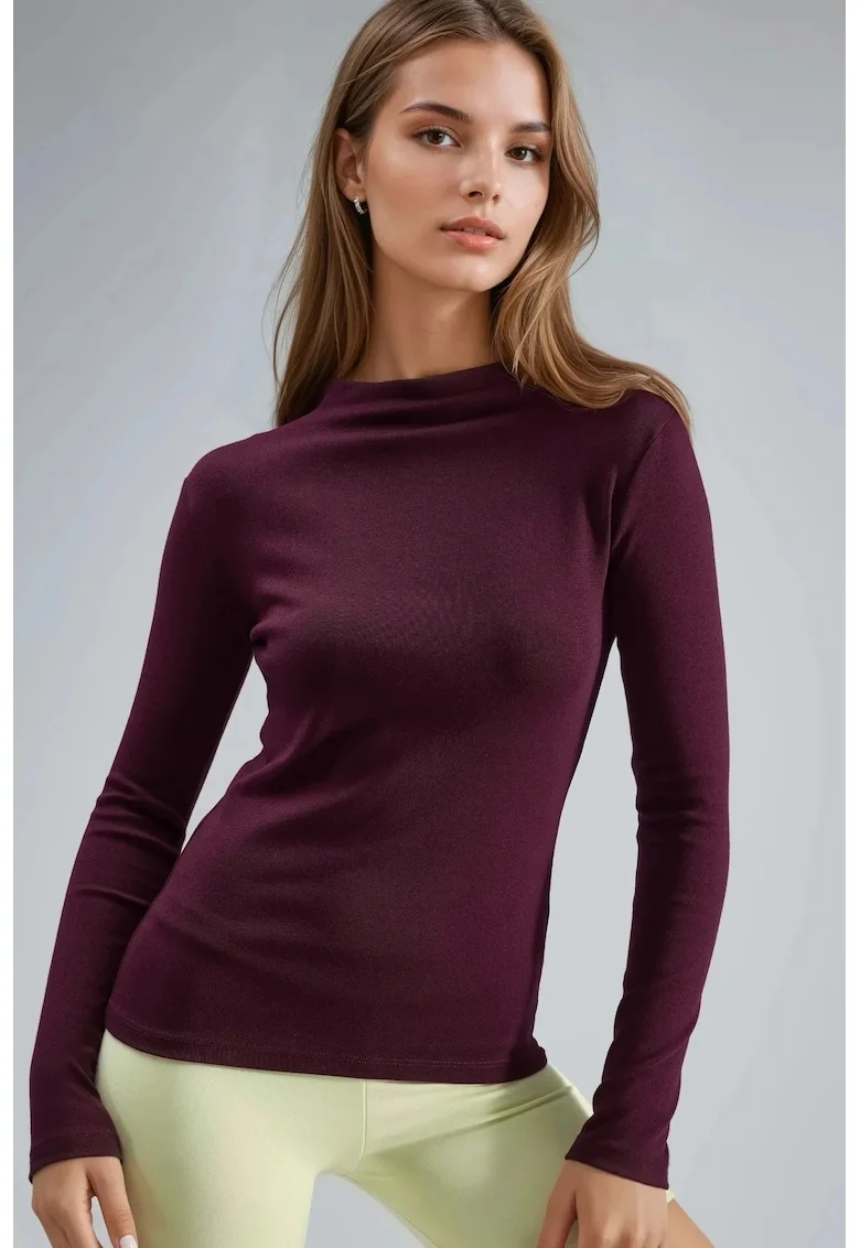 Bluza dama,  Slim fit, Mov, Jerseu