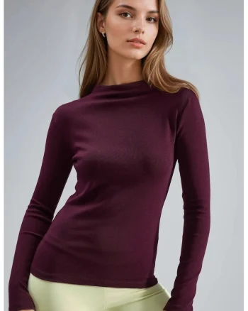 Bluza dama,  Slim fit, Mov, Jerseu