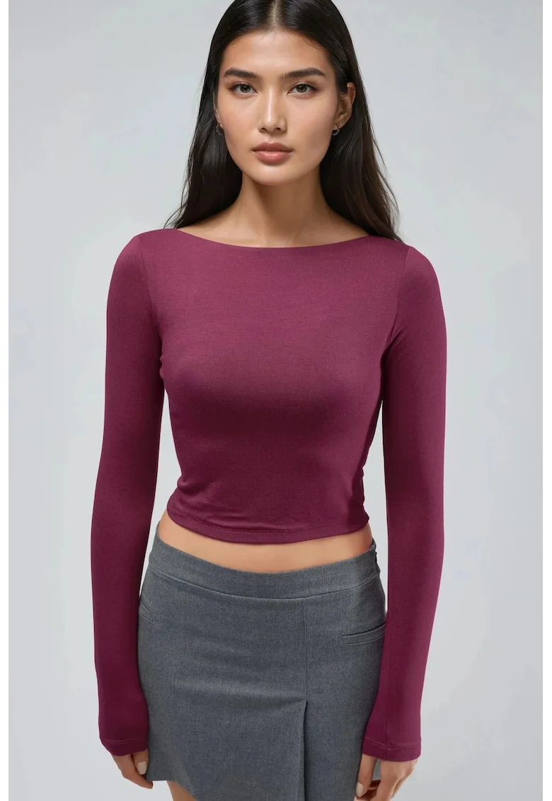 Bluza dama,  Slim fit, Visiniu