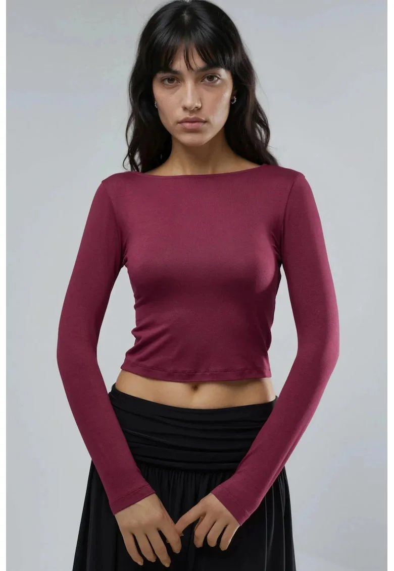 Bluza dama,  Visiniu, Jerseu, Slim fit