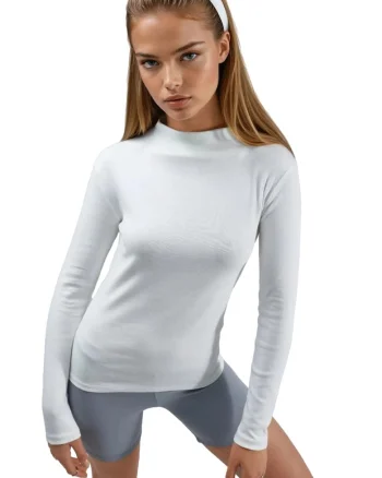 Bluza dama,  Alb, Jerseu, Slim fit