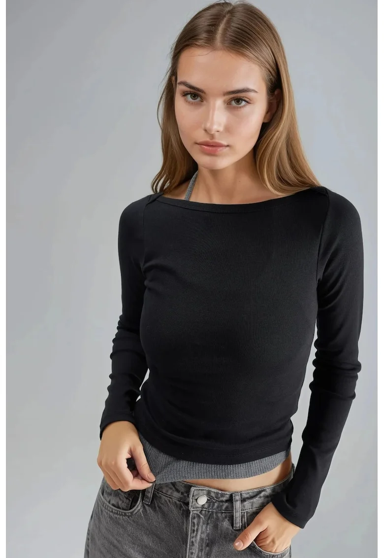 Bluza dama,  Negru, Jerseu