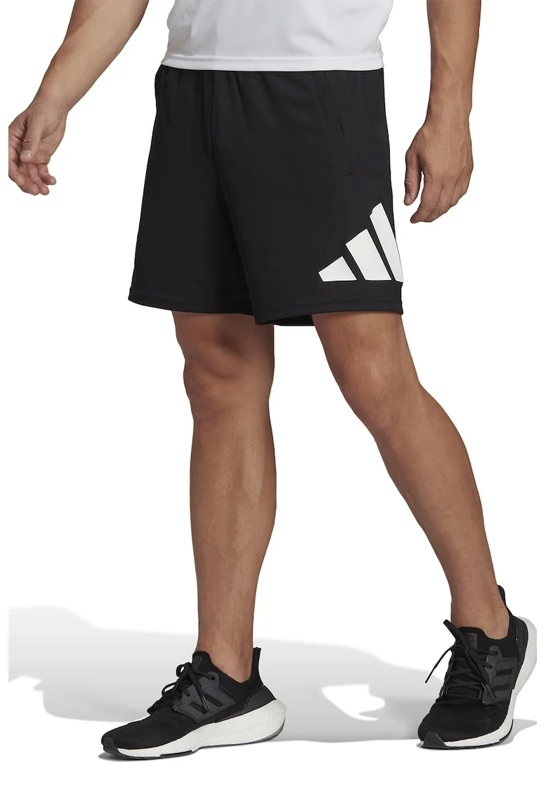 Pantaloni scurti cu logo pentru fitness, Negru