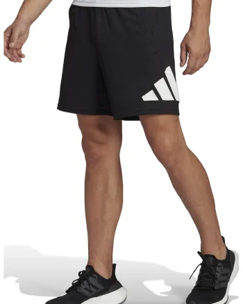 Pantaloni scurti cu logo pentru fitness, Negru