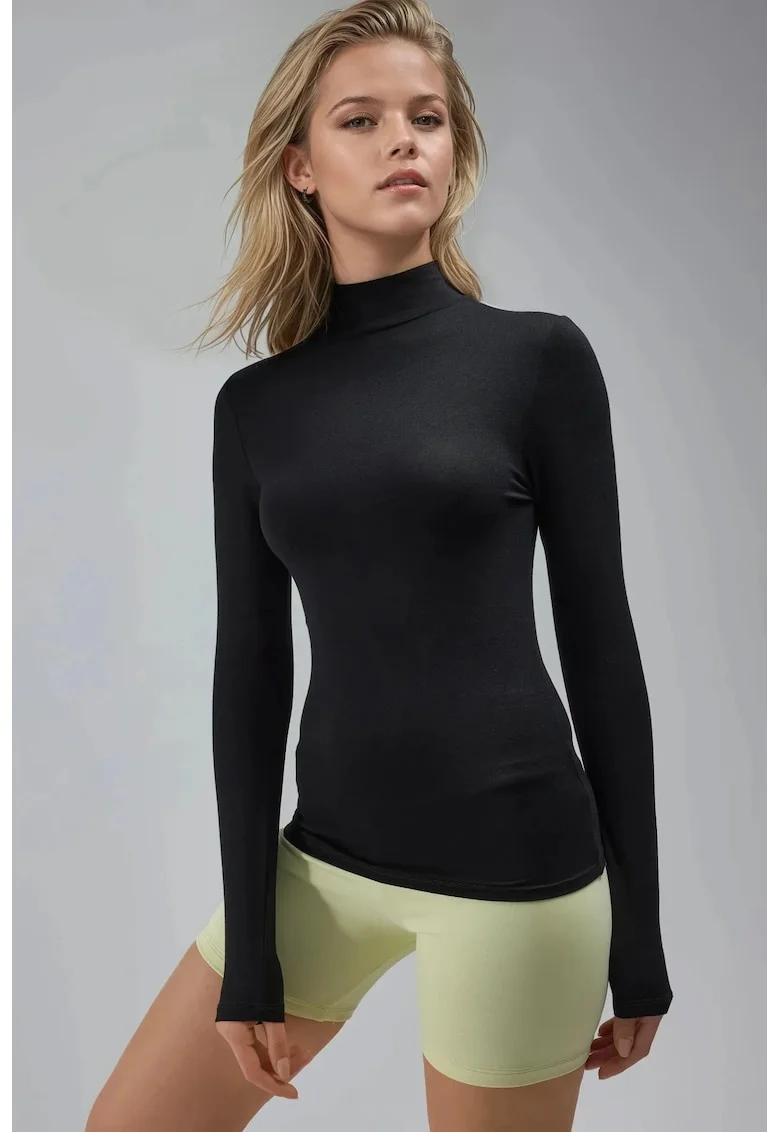 Bluza slim fit,  Negru, Jerseu