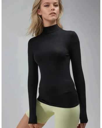 Bluza slim fit,  Negru, Jerseu