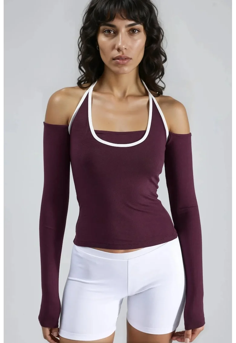 Bluza dama,  Mov, Jerseu, Slim fit