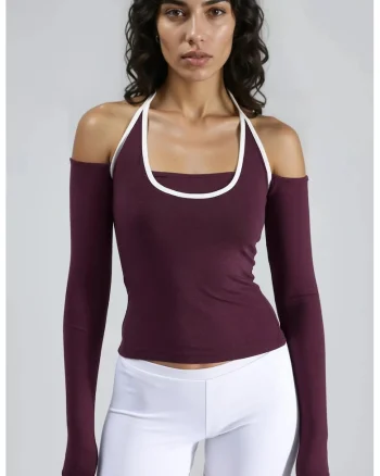 Bluza dama,  Mov, Jerseu, Slim fit