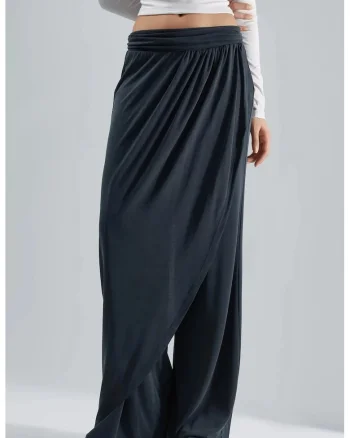 Pantaloni dama  modal/poliester, gri inchis