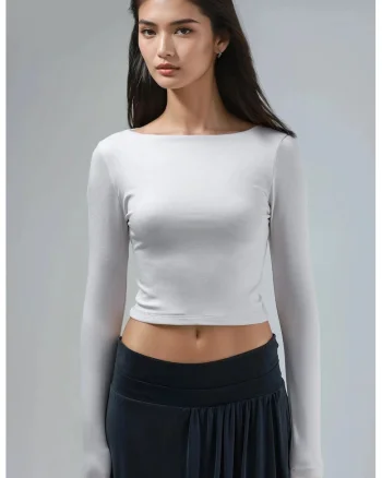 Bluze dama,  Slim fit, Gri, Jerseu