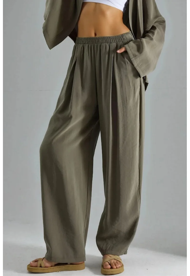 Pantaloni dama,  textil, kaki