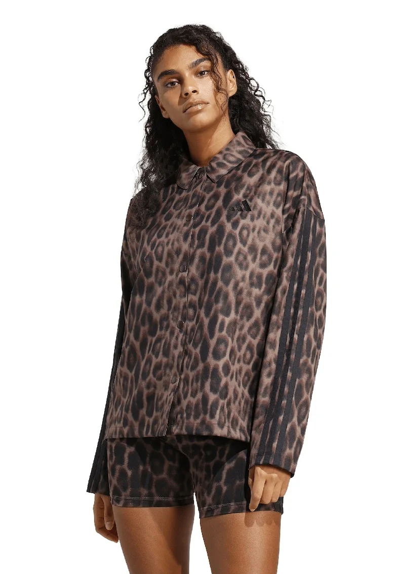 Jacheta usoara cu animal print, Negru/Maro