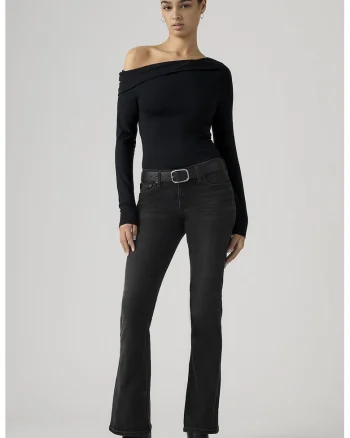 Blugi cu talie joasa si croiala bootcut, Gri inchis