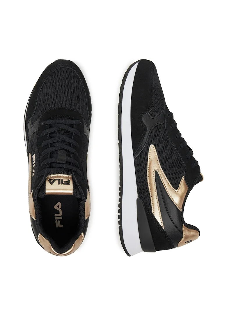 Pantofi sport dama,  textil, negru/auriu