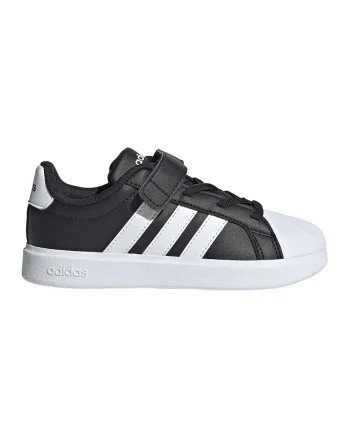 Pantofi sport din piele ecologica cu velcro StreetTalk, Negru/Alb optic