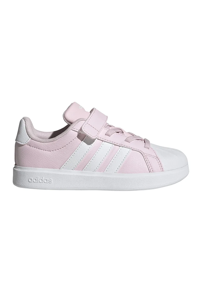 Pantofi sport din piele ecologica cu velcro StreetTalk, Alb/Roz pal