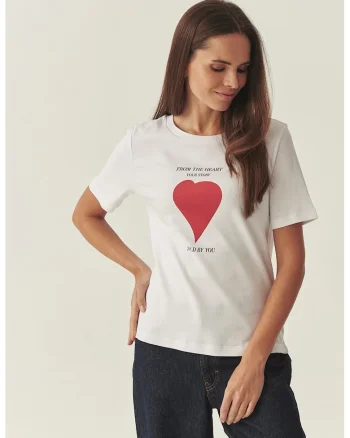 Tricou din bumbac cu imprimeu grafic, Rosu/Alb