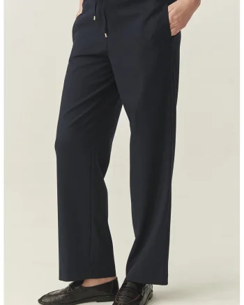 Pantaloni cu croiala dreapta si snur de ajustare, Albastru ultramarin