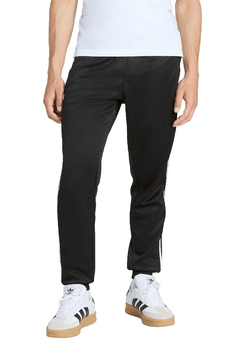 Pantaloni de trening cu croiala regular-fit si talie elastica, Alb/Negru