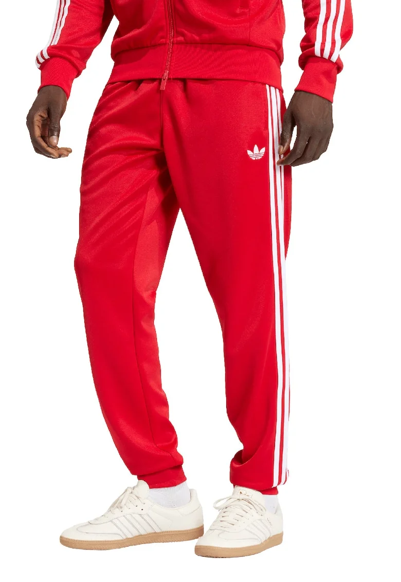 Pantaloni de trening cu croiala regular-fit si talie elastica, Alb/Rosu inchis