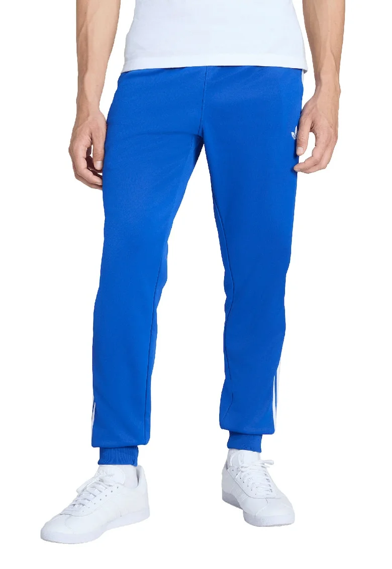 Pantaloni de trening cu croiala regular-fit si talie elastica, Alb/Albastru