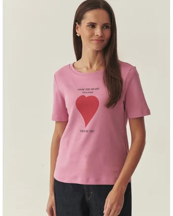 Tricou din bumbac cu imprimeu grafic, Rosu/Roz