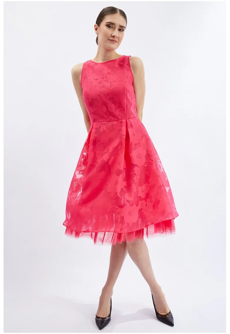 Rochie de dantela cu tul, Roz aprins