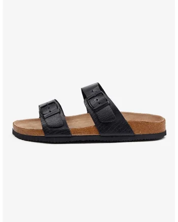 Papuci de piele ecologica, Negru