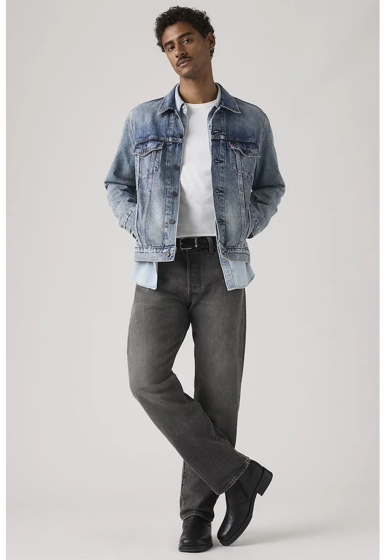 Blugi relaxed fit cu aspect decolorat 501®, Gri carbune
